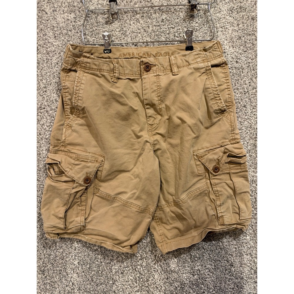 American Eagle Cargo Shorts Mens 32 Tan Flex Classic Multi Pocket Outdoor Khaki